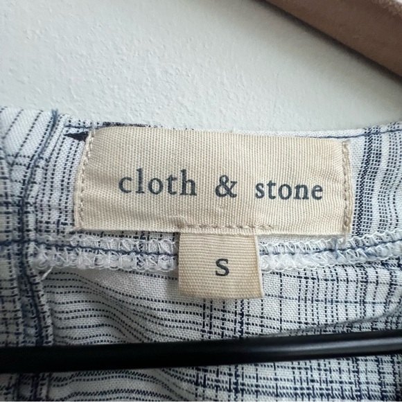 Cloth & Stone Embroidered Stars Plaid Top Raw Hems Button Back Small Cottagecore - Picture 6 of 11